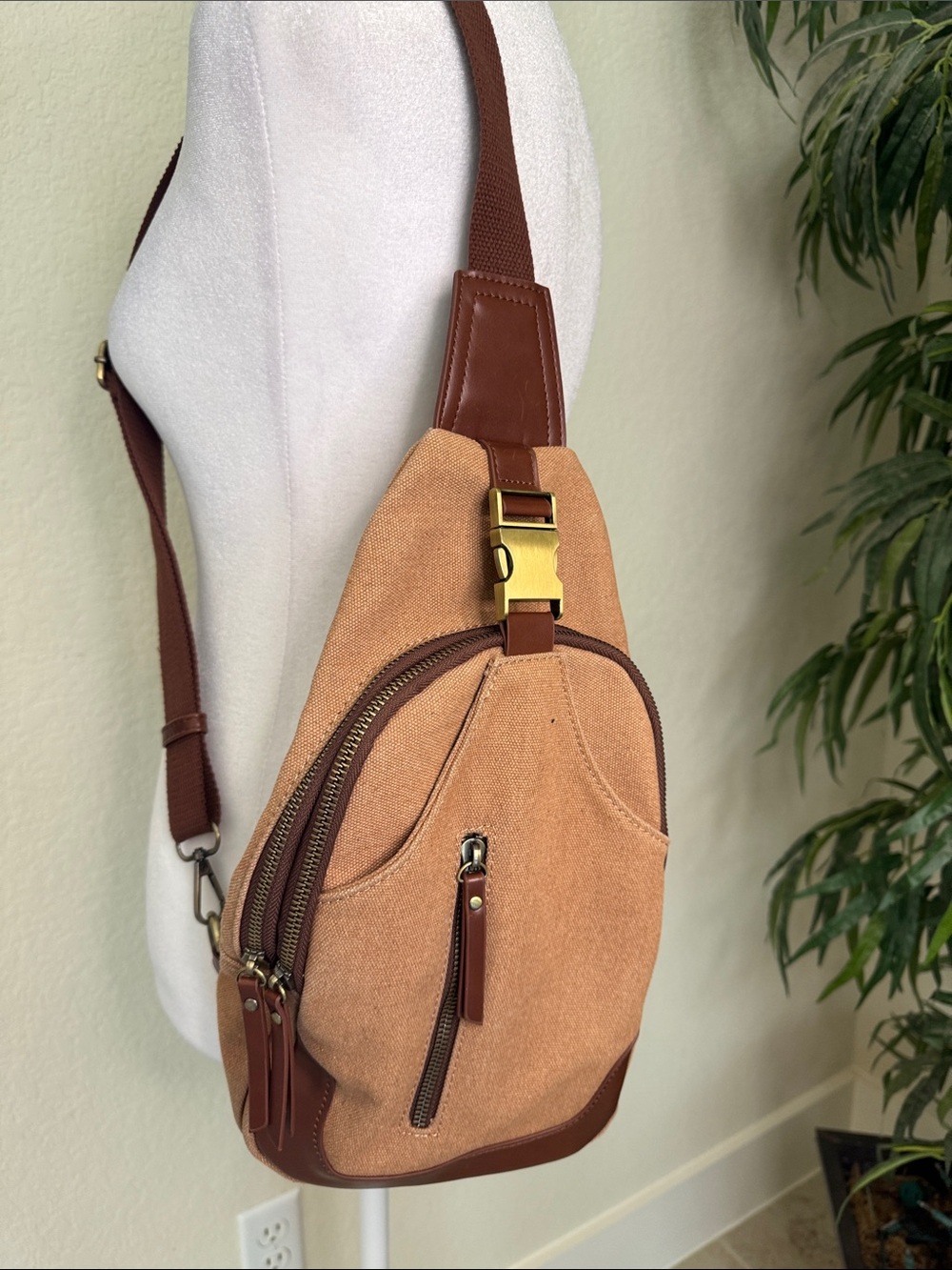 Antik Kraft Crossbody Sling-Samara Cotton Canvas in Tan/Camel Unisex - Picture 15 of 15